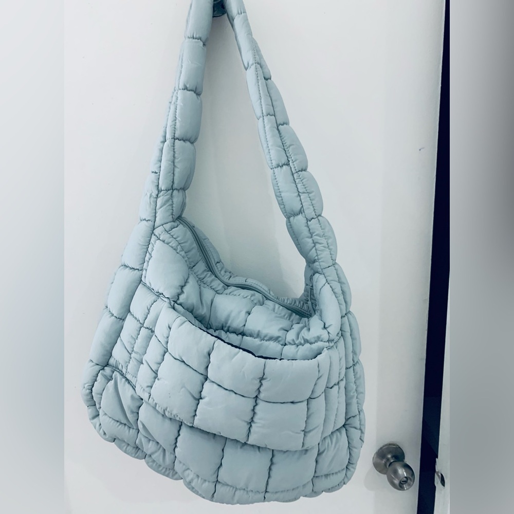 Bugatti Quilted Puffer Crossbody Bag in Light Blue